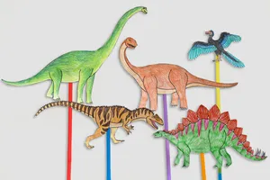 Cute Aesthetic Dinosaur Stick Puppet Mesmerizing The Audience Wallpaper