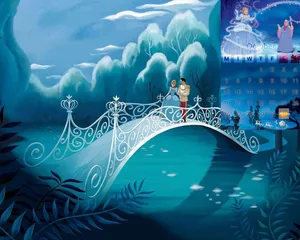 Cute Aesthetic Disney Princess Cinderella Bridge Wallpaper