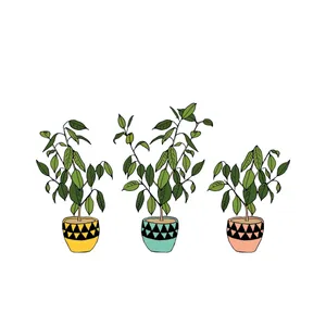 Cute Aesthetic Plant Yellow Blue Pink Wallpaper