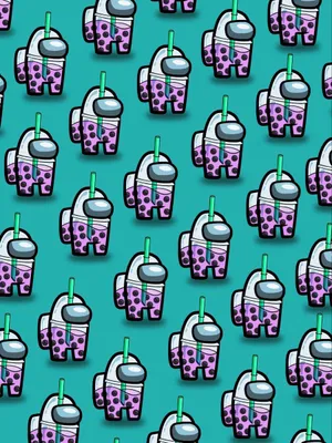 Cute Among Us Milktea Bubble Wallpaper