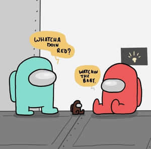 Cute Among Us Online Game Wallpaper