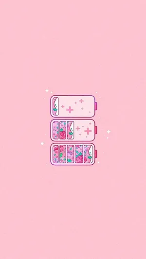 Cute And Pink Battery Bar Background Wallpaper