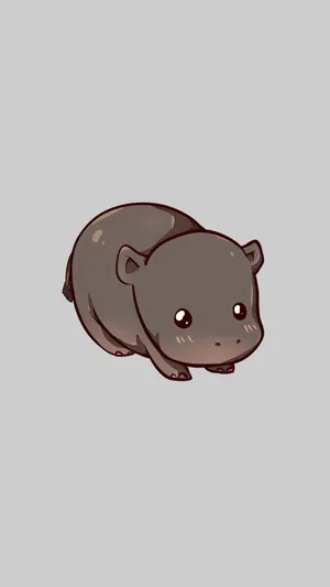 Cute Animals Cartoon Baby Hippopotamus Wallpaper