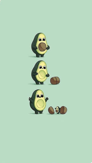 Cute Avocado Opened Seed Wallpaper