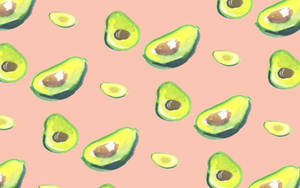 Cute Avocado Pink Painting Wallpaper