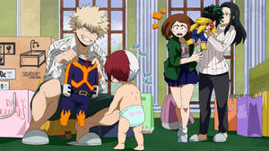 Cute Bakugo Raising Babies Wallpaper