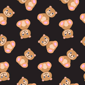 Cute Brown Bear Cartoon Collage Wallpaper