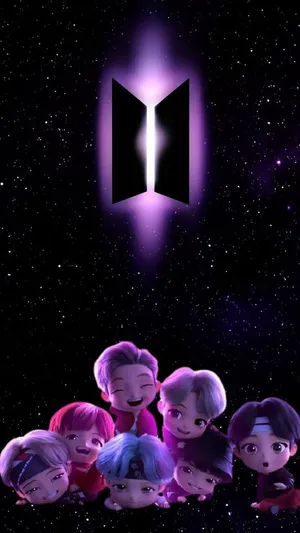 Cute Bts Drawing Tinytan Space Wallpaper