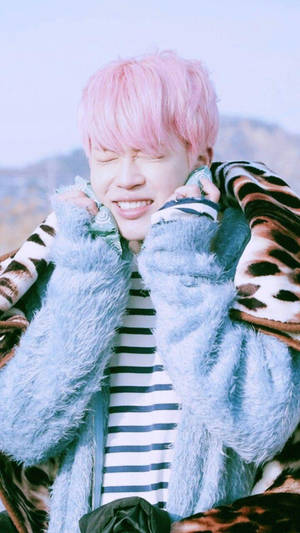 Cute Bts Jimin In Winter Clothes Wallpaper