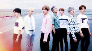 Cute Bts On The Road Wallpaper