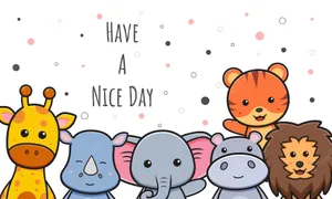 Cute Cartoon Animal Group Wallpaper