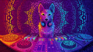 Cute Cartoon Dog Djing Wallpaper