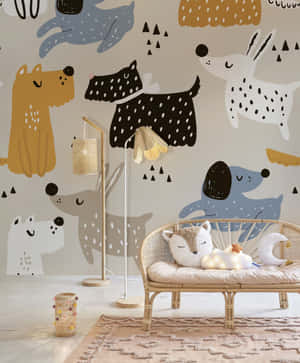 Cute Cartoon Dog On The Sofa Wallpaper