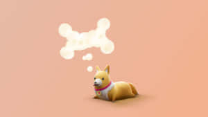 Cute Cartoon Dog Thinking Of Bone Wallpaper