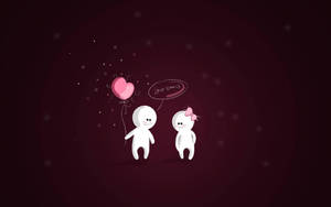 Cute Cartoon Of White Couple Wallpaper