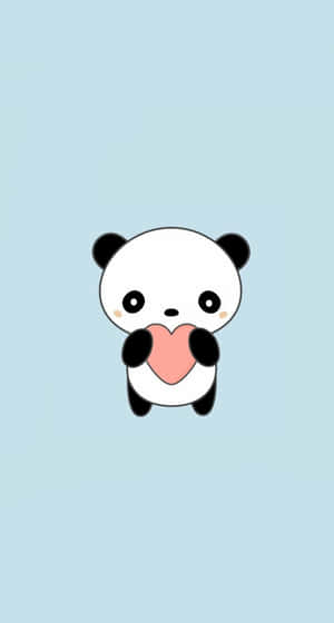 Cute Cartoon Panda Heart Wallpaper