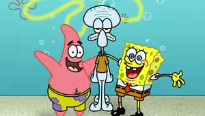 Cute Cartoon Spongebob, Patrick And Squidward Wallpaper