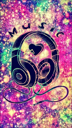 Cute Colorful Music Headset Wallpaper