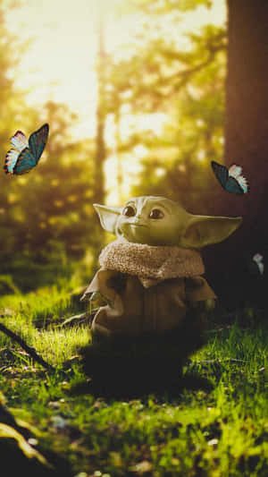 Cute & Cuddly Baby Yoda Aesthetic Wallpaper Wallpaper