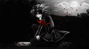 Cute Dark Anime Schoolgirl Wallpaper