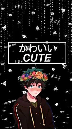 Cute Deku In Space Theme Wallpaper