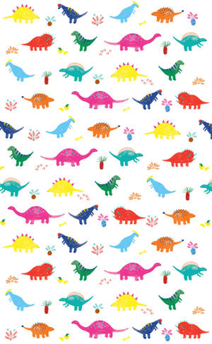 Cute Dinosaur Aesthetic On White Wallpaper