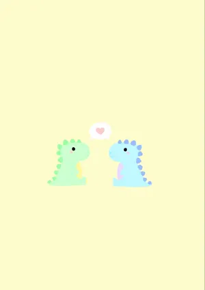 Cute Dinosaur Phone Green And Blue Friends Wallpaper