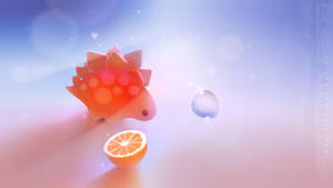 Cute Dinosaur With Orange Wallpaper