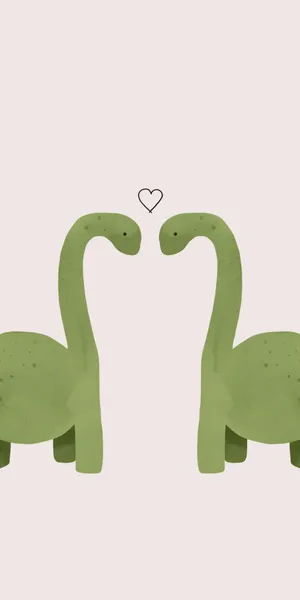 Cute Dinosaurs In Love Wallpaper