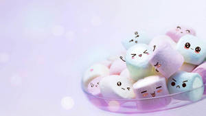 Cute Doodle Eyes Pastel Marshmallow Wallpaper