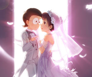 Cute Doraemon Friends Wedding Wallpaper