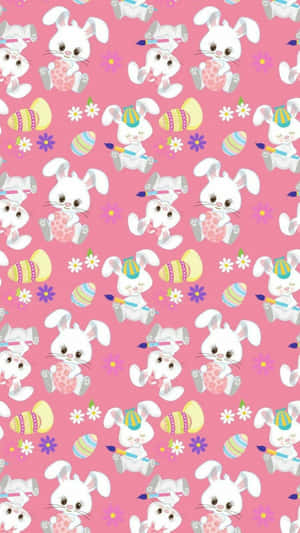Cute Easter Iphone With Bunnies With Hats Wallpaper