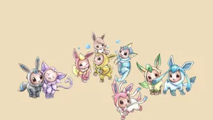 Cute Eeveelutions Costumes Happy Wallpaper
