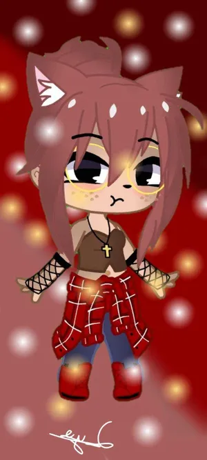 Cute Gacha Life Plaid Jacket Girl Wallpaper