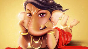 Cute Ganesha Lying On Belly Wallpaper