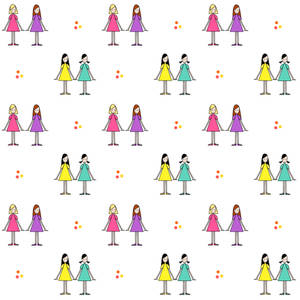 Cute Girl Best Friend Pattern Wallpaper