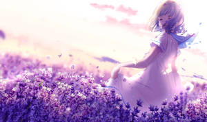 Cute Girl Purple Anime Aesthetic Wallpaper