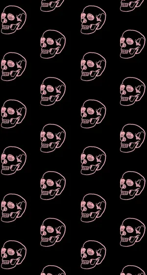 Cute Gothic Skull Black And Pink Wallpaper