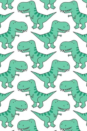 Cute Green Dino Kawaii Iphone Wallpaper