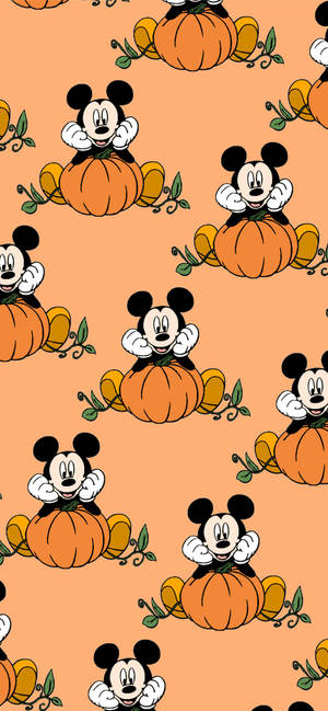 Cute Halloween Iphone Mickey Mouse And Pumpkin Wallpaper