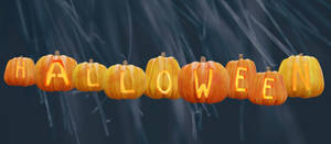 Cute Halloween Lettered Pumpkins Wallpaper