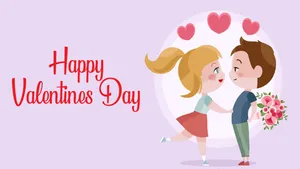 Cute Happy Valentine Day Vector Cartoon Wallpaper