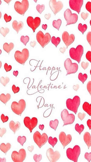 Cute Happy Valentine Day With Painted Hearts Wallpaper