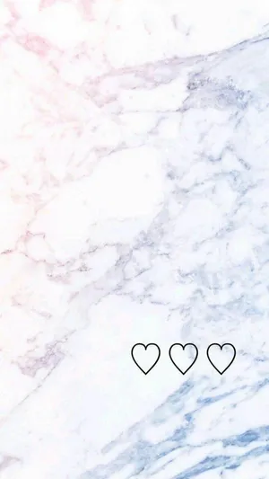 Cute Heart Drawings On White Marble Wallpaper