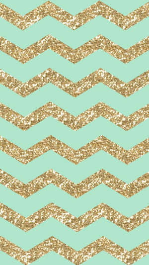 Cute Iphone Teal And Gold Chevron Pattern Wallpaper