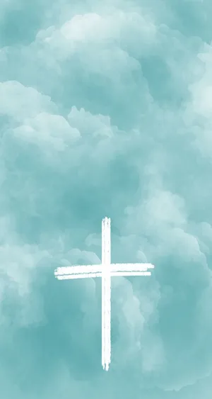 Cute Jesus Cross Blue Clouds Wallpaper