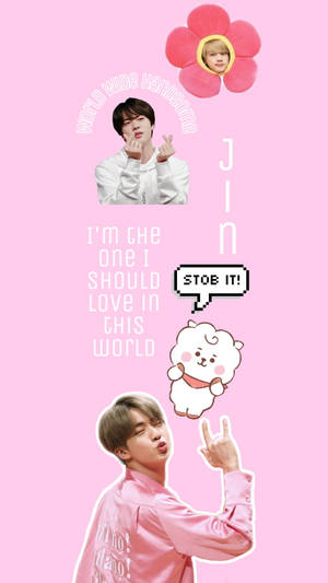 Cute Kim Seok Jin In Pink Wallpaper