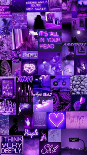 Cute Light Purple Neon Collage Wallpaper