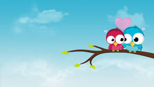 Cute Love Birds On Tree Wallpaper