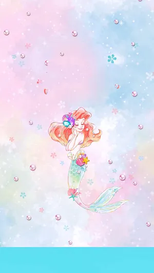 Cute Mermaid Ariel Digital Drawing Wallpaper